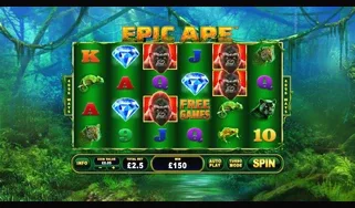 Pemandangan hutan rimba yang megah dengan simbol kera besar dalam slot Epic Ape